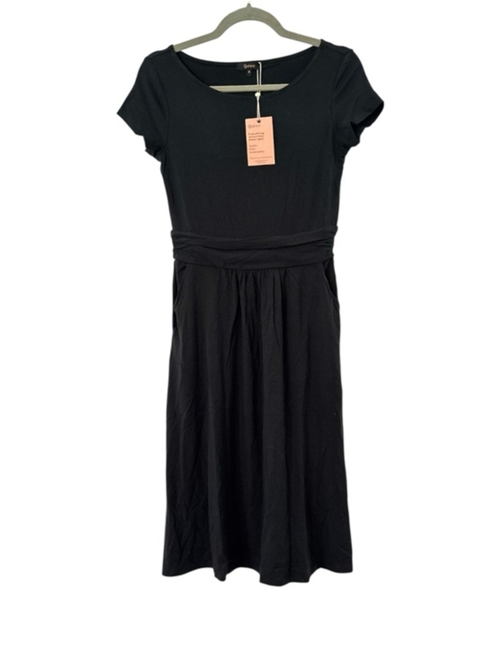 Quince NWT Tencel Jersey Ruched Waist Dress in Black Size Small